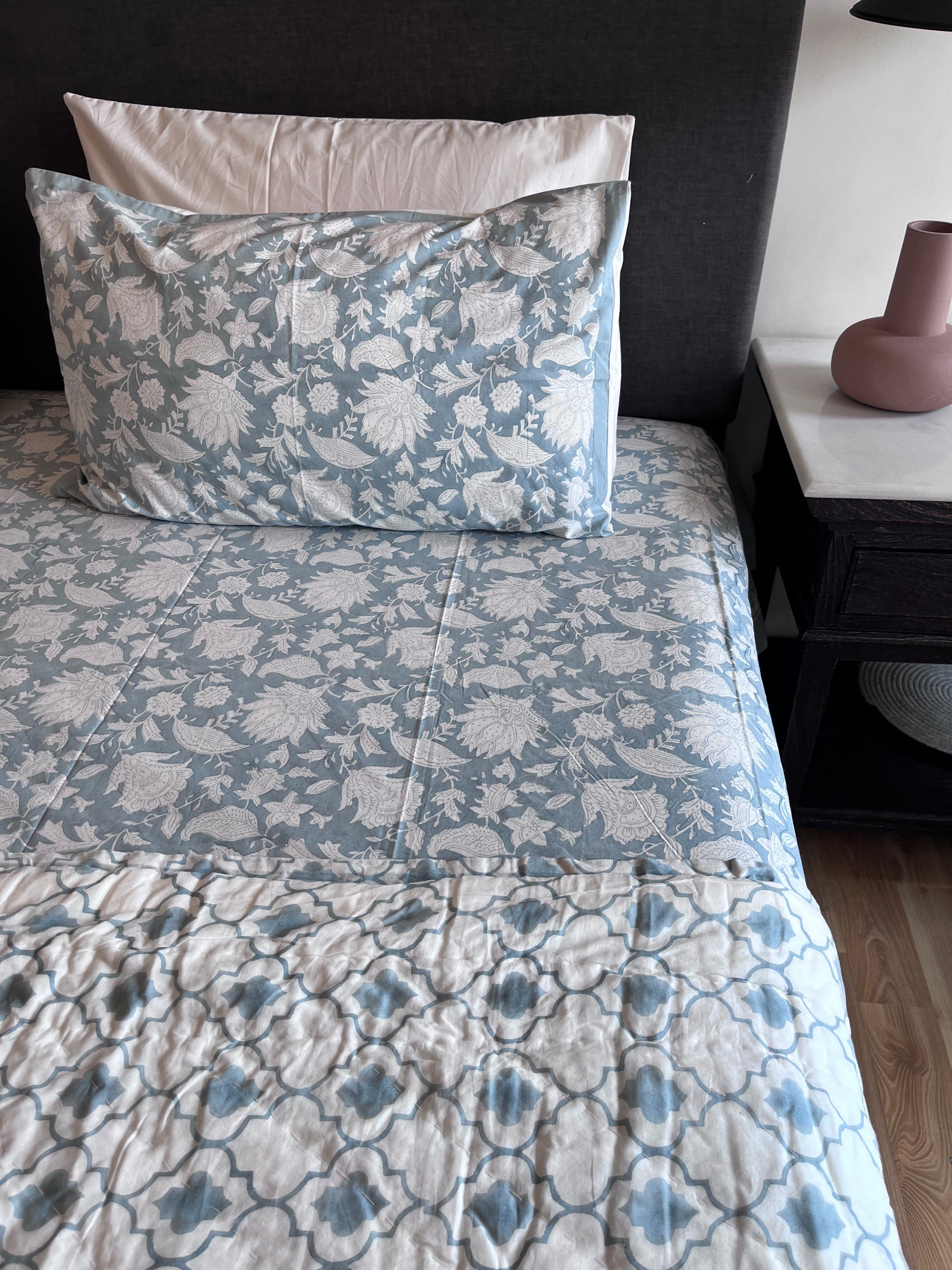 Columbia Blue Reversible Cotton Quilt