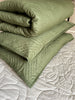 Green Intricated Cotton Quilted Bedspread Set