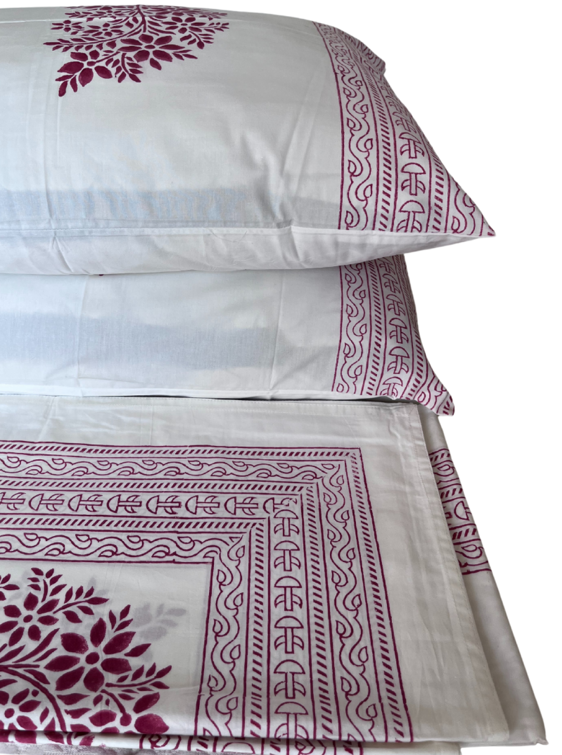 Red Boota Handblock Printed Bedsheet