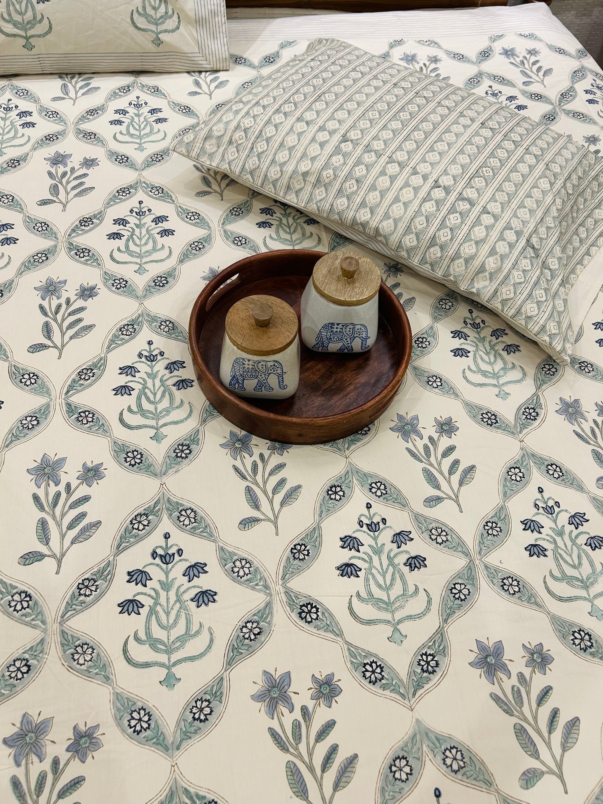 Anokhi Floral Handblock Printed Bedsheet