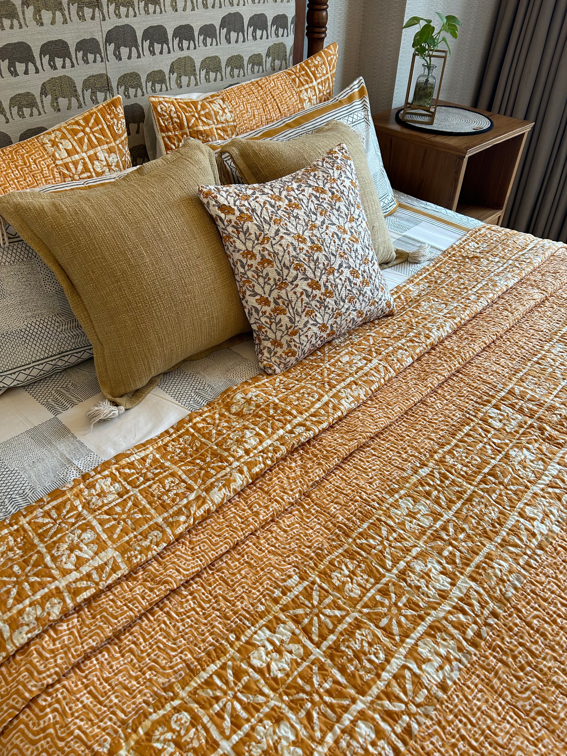 Marigold Cotton Quilted Bedspread Set