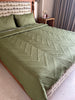 Green Intricated Cotton Quilted Bedspread Set