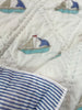 Sailing Ship Hand Block Printed Cotton Baby Quilt