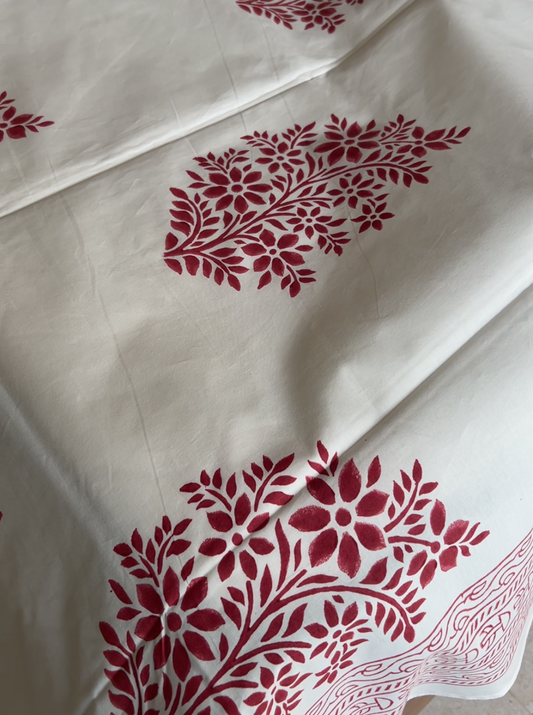 Red Boota Handblock Printed Bedsheet